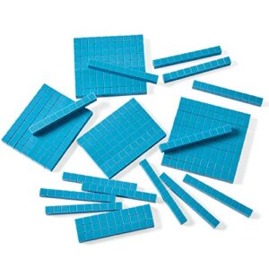 hand2mind Blue Plastic Base Ten Blocks Rods Set, Place Value Blocks, Counting Cubes for Kids Math, Base Ten Blocks Classroom Set, Math Blocks Kindergarten, Base 10 Math Manipulatives (Set of 50)