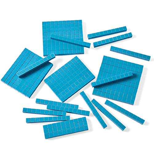 hand2mind Blue Plastic Base Ten Blocks Rods Set, Place Value Blocks, Counting Cubes for Kids Math, Base Ten Blocks Classroom Set, Math Blocks Kindergarten, Base 10 Math Manipulatives (Set of 50)