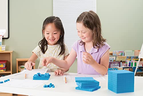 hand2mind Blue Plastic Base Ten Blocks Rods Set, Place Value Blocks, Counting Cubes for Kids Math, Base Ten Blocks Classroom Set, Math Blocks Kindergarten, Base 10 Math Manipulatives (Set of 50)