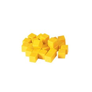 hand2mind yellow plastic base ten blocks, units set, place value blocks, counting cubes for kids math, base 10 math manipulatives for kids, kindergarten homeschool supplies (set of 100)