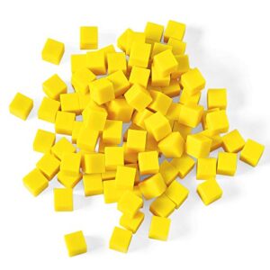 hand2mind Yellow Plastic Base Ten Blocks, Units Set, Place Value Blocks, Counting Cubes for Kids Math, Base 10 Math Manipulatives for Kids, Kindergarten Homeschool Supplies (Set of 100)