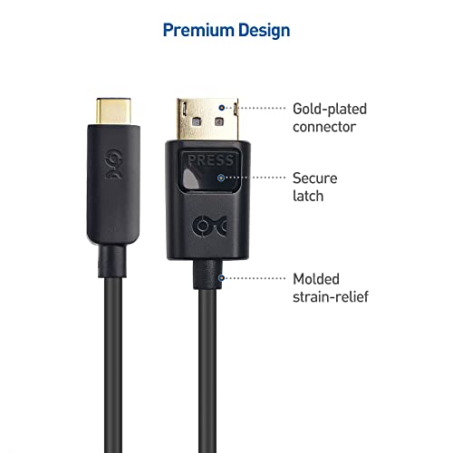 Cable Matters USB C to DisplayPort 1.4 Cable 6 ft, Support 8K 60Hz / 4K 144Hz (USB-C to DisplayPort, USB C to DP Cable) in Black - Thunderbolt 4 /USB4 /Thunderbolt 3 Compatible with MacBook Pro, XPS