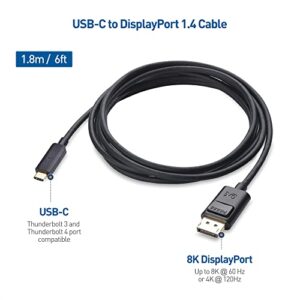 Cable Matters USB C to DisplayPort 1.4 Cable 6 ft, Support 8K 60Hz / 4K 144Hz (USB-C to DisplayPort, USB C to DP Cable) in Black - Thunderbolt 4 /USB4 /Thunderbolt 3 Compatible with MacBook Pro, XPS