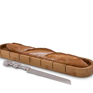 Arthur Court Designs Baguette Board with Grape Pattern Bread Cake Knife 20.6 inch x 6.8 inch x 1.8 inch