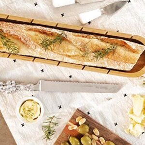 Arthur Court Designs Baguette Board with Grape Pattern Bread Cake Knife 20.6 inch x 6.8 inch x 1.8 inch