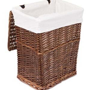 BIRDROCK HOME Woven Willow Baskets with Liner for Storage and Laundry - Set of 5 - Rectangular Hamper Bins with Lids - Decorative Wooden Wicker Basket for Organizing Blankets - Baby Organizer - Brown