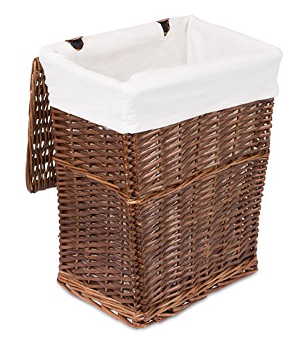 BIRDROCK HOME Woven Willow Baskets with Liner for Storage and Laundry - Set of 5 - Rectangular Hamper Bins with Lids - Decorative Wooden Wicker Basket for Organizing Blankets - Baby Organizer - Brown