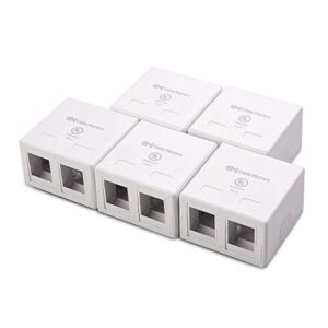 cable matters ul listed 5-pack 2-port keystone jack surface mount box in white