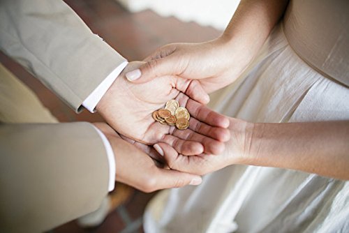 Wedding Unity Coins - Arras de Boda - Heart Shaped Box with Decorative Rhinestone Crystals 78 (Gold)