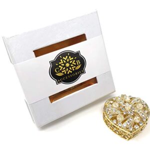 Wedding Unity Coins - Arras de Boda - Heart Shaped Box with Decorative Rhinestone Crystals 78 (Gold)