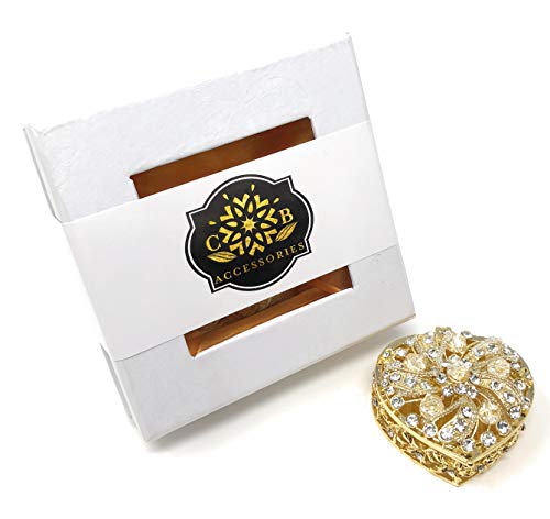 Wedding Unity Coins - Arras de Boda - Heart Shaped Box with Decorative Rhinestone Crystals 78 (Gold)