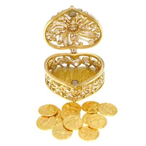 Wedding Unity Coins - Arras de Boda - Heart Shaped Box with Decorative Rhinestone Crystals 78 (Gold)