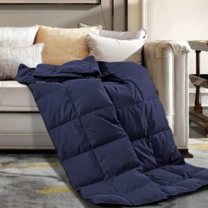 peace nest down throw blankets for couch 50x70” down blanket for indoor and outdoor use soft lightweight navy