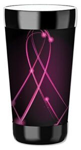 mugzie 16 ounce travel mug - drink cup with removable insulated wetsuit cover - breast cancer awareness