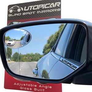 blind spot car mirrors: semi oval convex rear view/side car mirror |automotive exterior accessories | blindspot stick on mirror for car by utopicar (2pack)