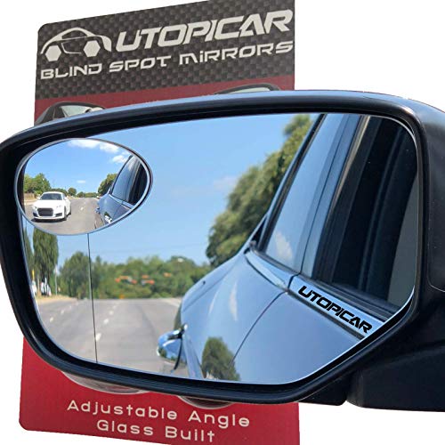 Blind Spot Car Mirrors: Semi Oval Convex Rear View/Side Car Mirror |Automotive Exterior Accessories | Blindspot Stick On Mirror For Car By Utopicar (2pack)