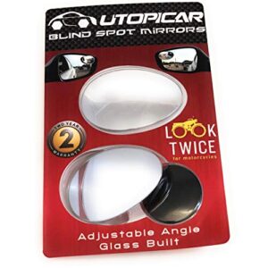 Blind Spot Car Mirrors: Semi Oval Convex Rear View/Side Car Mirror |Automotive Exterior Accessories | Blindspot Stick On Mirror For Car By Utopicar (2pack)