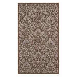 nourison damask vintage grey 8' x 10' area -rug, easy -cleaning, non shedding, bed room, living room, dining room, kitchen (8x10)