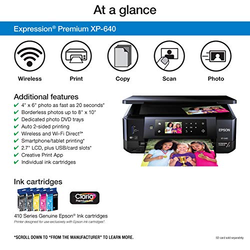 Epson XP-640 Wireless Color Photo Printer 2.7, Amazon Dash Replenishment Ready