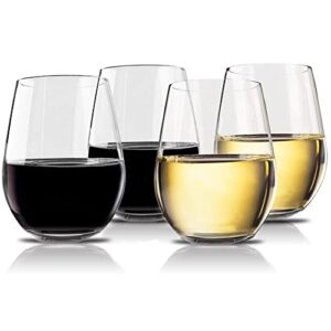 vivocci unbreakable elegant plastic stemless wine glasses 20 oz | 100% tritan heavy base | shatterproof glassware | ideal for cocktails & scotch | perfect for homes & bars | dishwasher-proof, set of 4