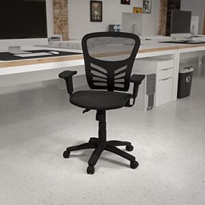 flash furniture nicholas mid-back transparent black mesh multifunction executive swivel ergonomic office chair with adjustable arms