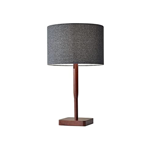 Adesso 4092-15 Ellis Table Lamp, 21 in., 60W Incandescent/13W CFL, Walnut Rubber Wood, 1 Wooden Lamp