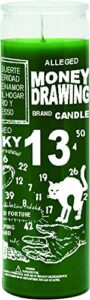 indio 7 day glass candle money drawing - green