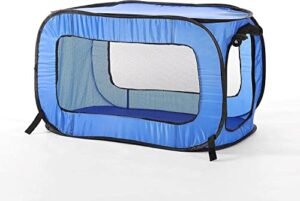 beatrice home fashions portable, collapsible, pop up travel pet kennel, 32.5" l x 19.5" w x 19.5" h, blue