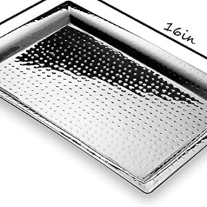 James Scott Rectangle Serving Tray Hammered Stainless Steel, Multipurpose for Kitchen, Dining, Bathroom 11x16 inch