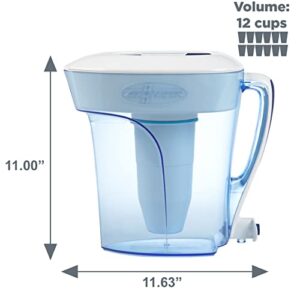 ZeroWater 12-Cup Ready-Pour 5-Stage Water Filter Pitcher 0 TDS for Improved Tap Water Taste - NSF Certified to Reduce Lead, Chromium, and PFOA/PFOS