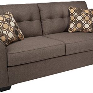 Signature Design by Ashley Tibbee Tufted Modern Sofa with 2 Accent Pillows, Dark Taupe