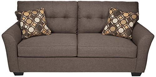 Signature Design by Ashley Tibbee Tufted Modern Sofa with 2 Accent Pillows, Dark Taupe