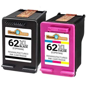 Houseoftoners Replacement for HP62XL HP 62XL Ink for HP Envy 5540 5640 5660 7644 7645 OfficeJet 5740 8040 OfficeJet 200 250 Series Printer (1B&1C, 2-Pack)