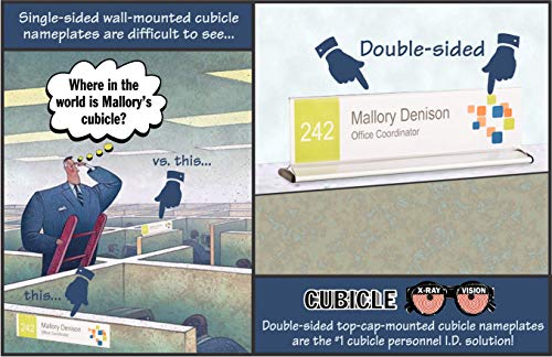 Cubicle X-Ray Vision 8" X 2" Double-Sided Office Cubicle Nameplate Sign Frame (12 Pack)