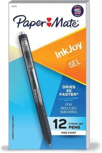 paper mate inkjoy gel retractable pen, 0.5mm, black ink, dozen