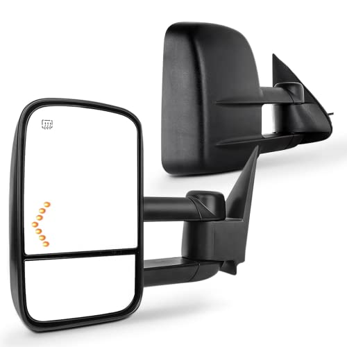 SCITOO Towing Mirrors fit for Chevy for GMC Pickup Truck 2003-2007 for Chevy for GMC for Silverado for Sierra Power Heated Signal Telescopic Pair Mirrors GM1320355 GM1321355