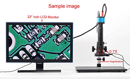 HAYEAR 14MP Monocular HDMI HD USB Digital Industry Video Microscope Camera Set Big Stereo Table Stand Zoom C-Mount Lens 144 LED Light (300X Zoon Lens)