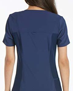 Iflex Scrubs for Women V-Neck Top with Stretchy Knit Side Panels CK605, M, Navy