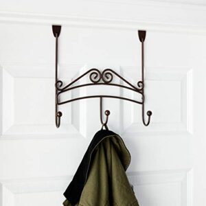 Spectrum Diversified Yorkshire Over the Door 3 Hook Rack for Hanging Entryway Kitchen and Bathroom Organization, Bronze, L x 4.50, W x 11.50, H x 11.50