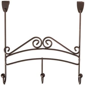 Spectrum Diversified Yorkshire Over the Door 3 Hook Rack for Hanging Entryway Kitchen and Bathroom Organization, Bronze, L x 4.50, W x 11.50, H x 11.50