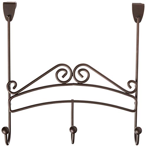 Spectrum Diversified Yorkshire Over the Door 3 Hook Rack for Hanging Entryway Kitchen and Bathroom Organization, Bronze, L x 4.50, W x 11.50, H x 11.50