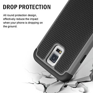 Galaxy S5 Case, SYONER [Shockproof] Hybrid Rubber Dual Layer Armor Defender Protective Case Cover for Samsung Galaxy S5 S V I9600 [Gray/Black]