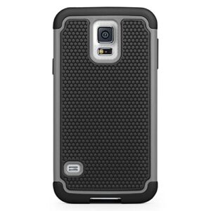 Galaxy S5 Case, SYONER [Shockproof] Hybrid Rubber Dual Layer Armor Defender Protective Case Cover for Samsung Galaxy S5 S V I9600 [Gray/Black]