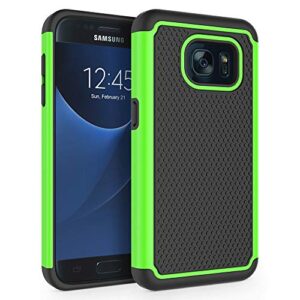 syoner galaxy s7 case, [shockproof] defender protective phone case cover for samsung galaxy s7 (5.1", 2016) [green]