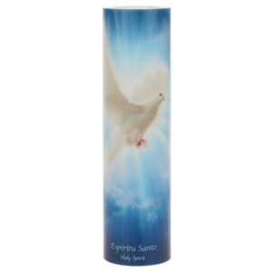 the saints collection holy spirit flickering lifelike led prayer candle with timer, religious home decor, gift ideas for friends and family