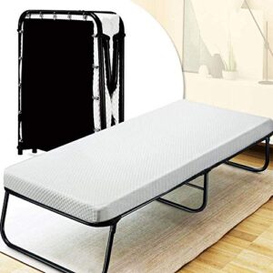 quictent heavy duty folding bed with two extra support belts, 300 lbs max weight capacity, guest bed, daybed with 3d stretch knit material cover mattress and storage bag
