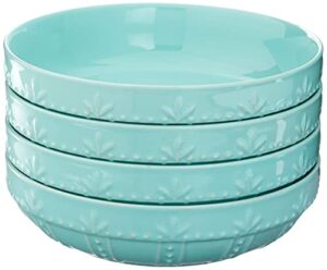signature housewares sorrento collection set of 4 pasta bowls, 8-inch, aqua