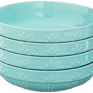 Signature Housewares Sorrento Collection Set of 4 Pasta Bowls, 8-Inch, Aqua