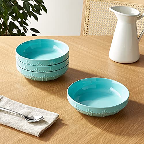 Signature Housewares Sorrento Collection Set of 4 Pasta Bowls, 8-Inch, Aqua