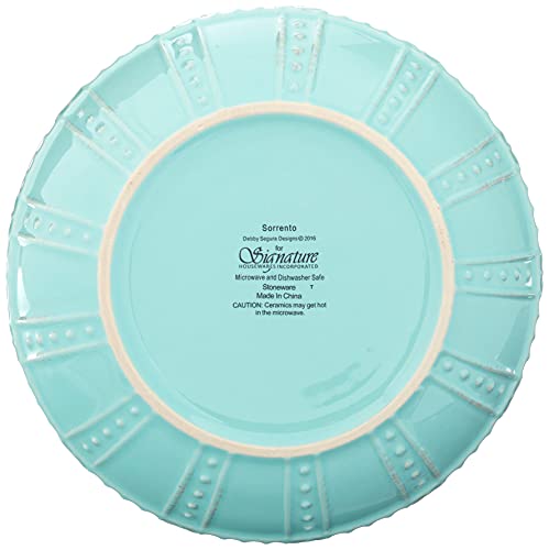 Signature Housewares Sorrento Collection Set of 4 Pasta Bowls, 8-Inch, Aqua